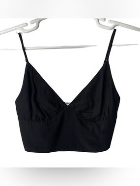Amanda Uprichard Helaine Crop Top Black Size Small 100% Silk